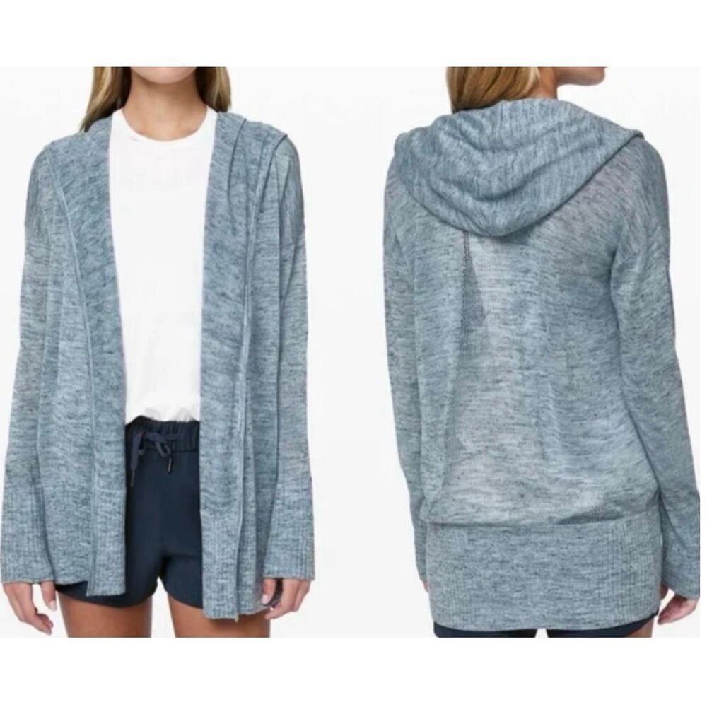 NEW NWOT Lululemon Calm & Collected Wrap blue Open Cardigan SWEATER sz S